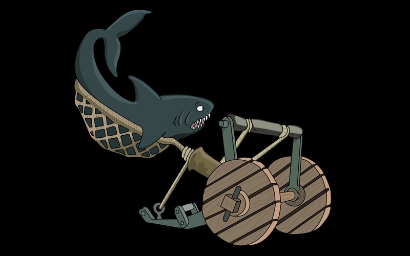 shark in a basket vehicle