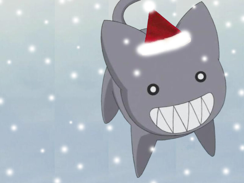 shark in a santa hat