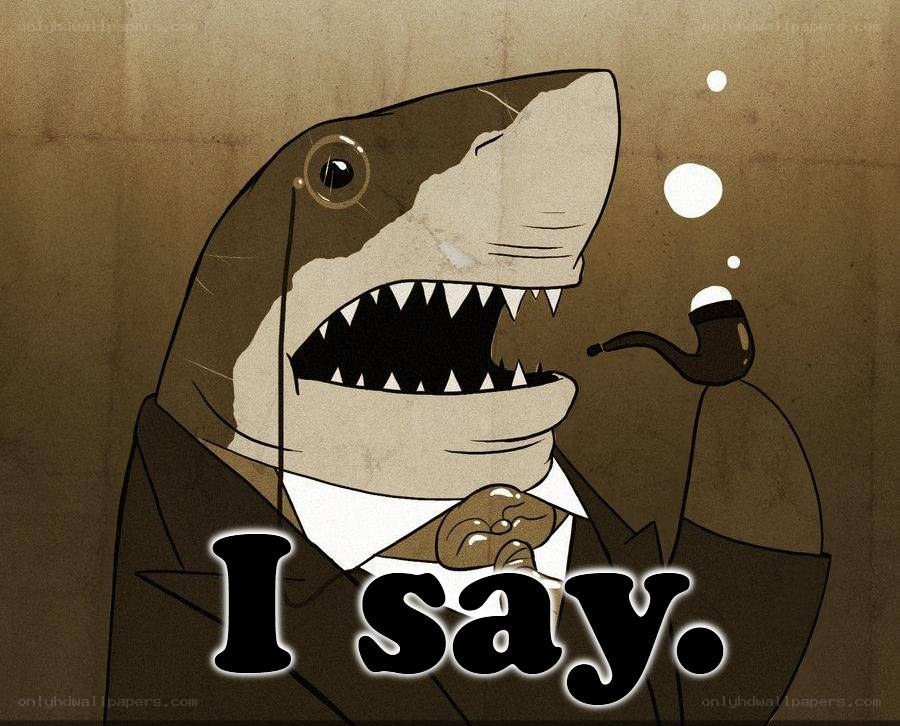 Shark in a Suit Smoking a Pipe