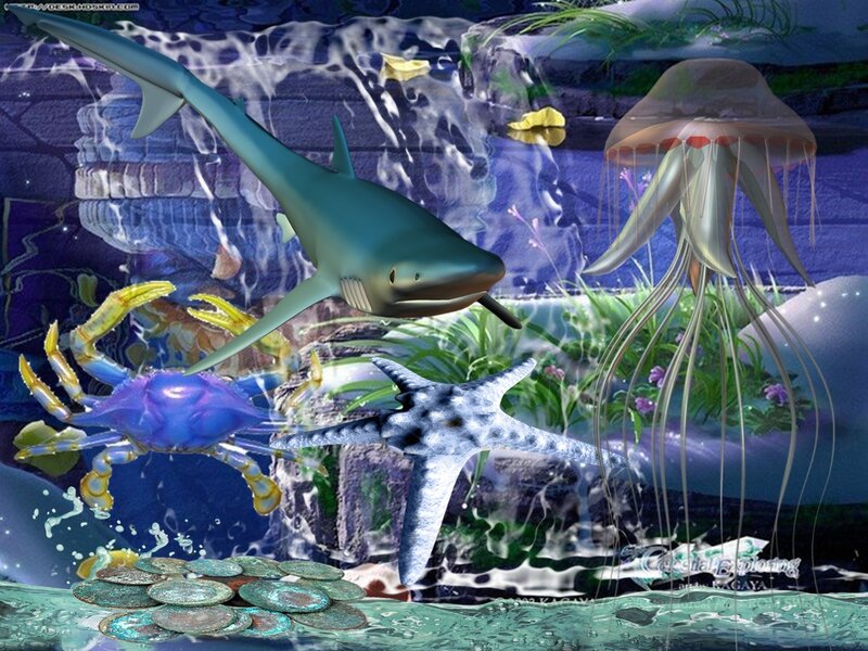 Shark in Aquarium — Blue, Serene