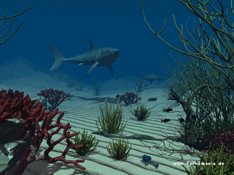Shark in Coral Reef — Blue, Serene, 3d Render