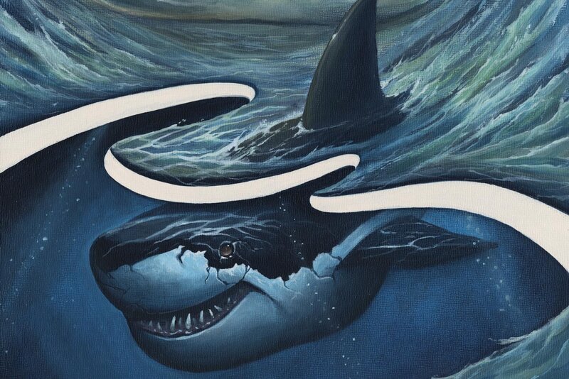 Shark in Ocean Waves