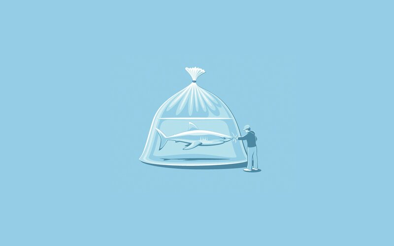 Shark in Plastic Bag — Blue