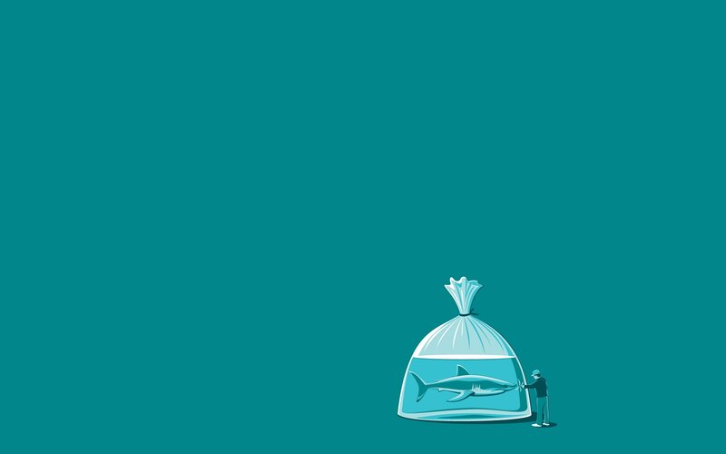 Shark in Plastic Bag — Teal, Dramatic