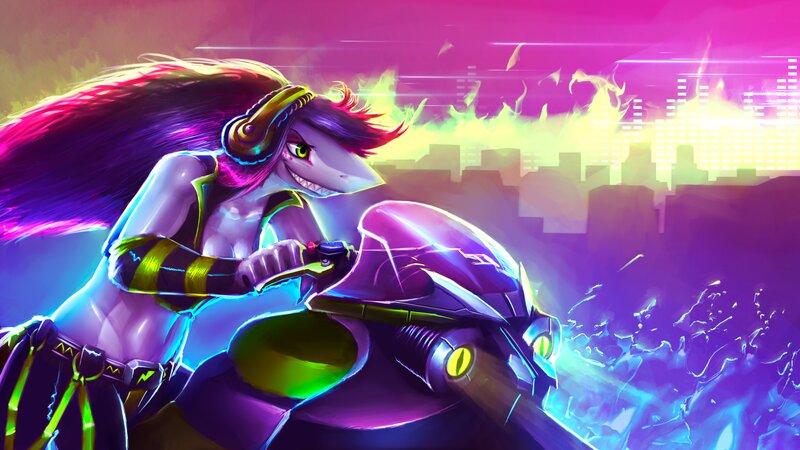 Shark-like Character on Motorcycle