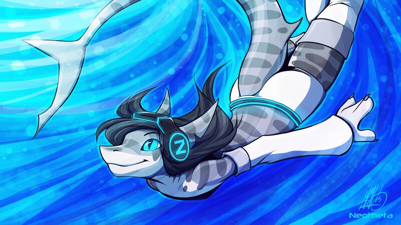 Shark-like Character Swimming