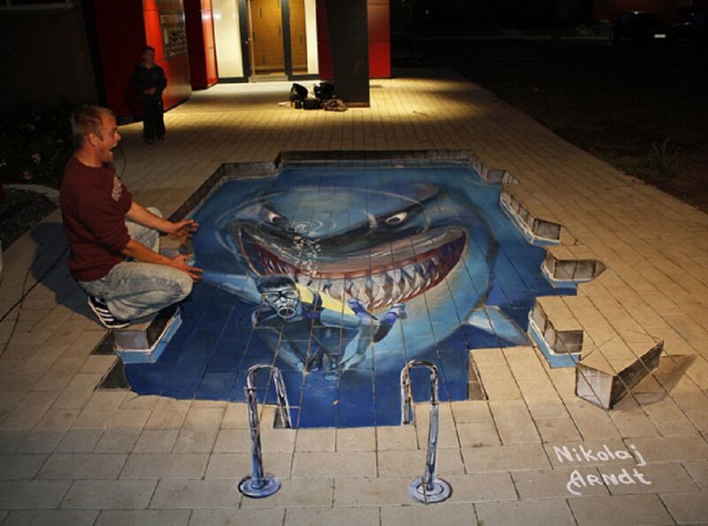Shark Mural on Pavement