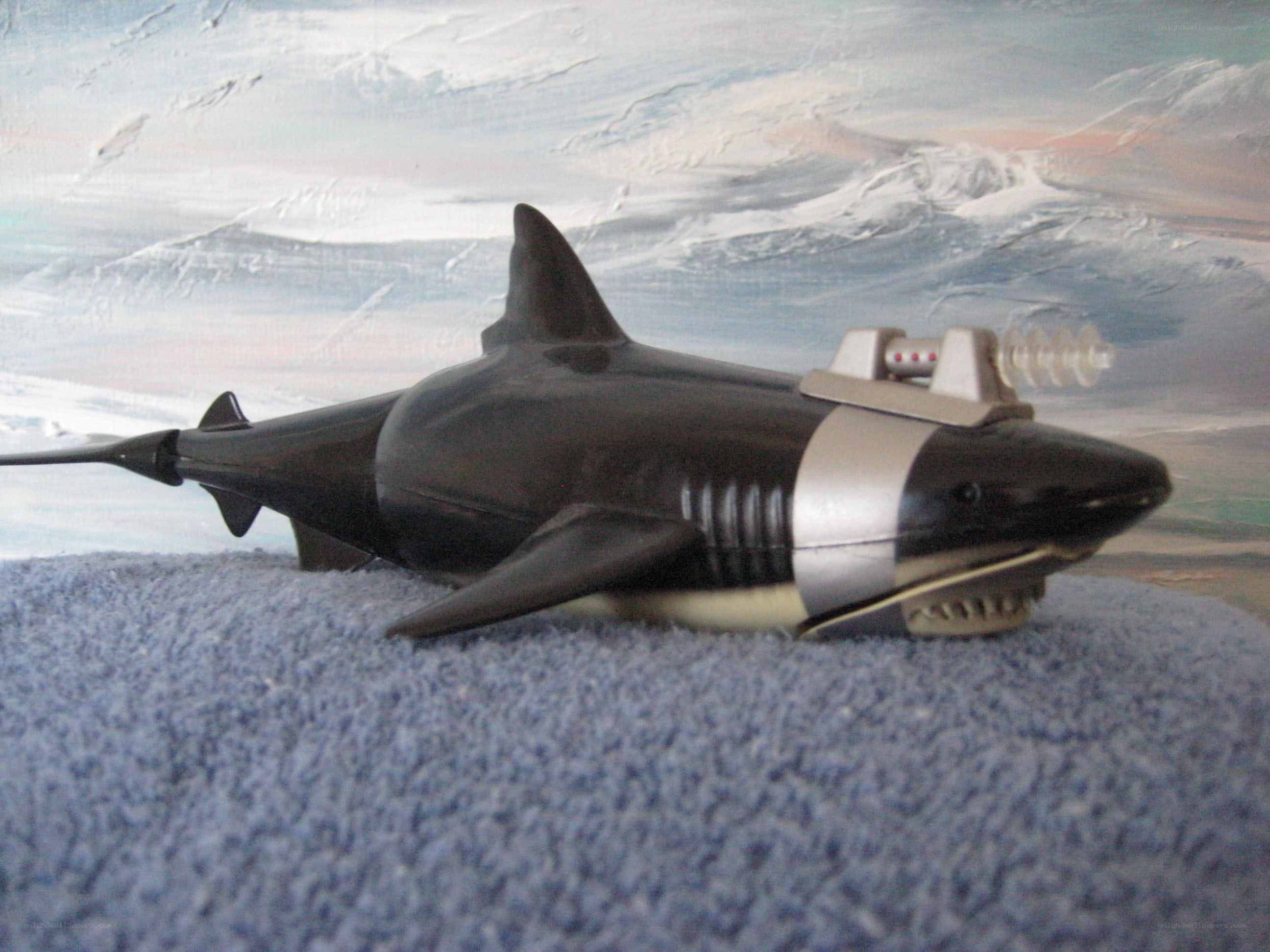 shark toy with laser cannon