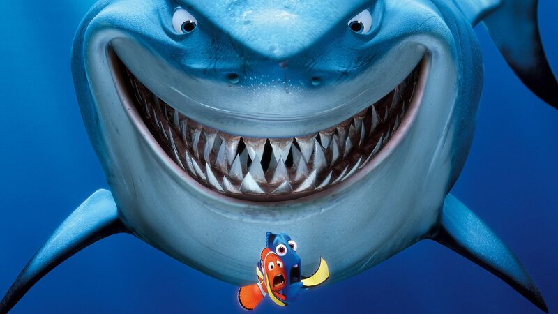 Shark with Fish — Blue