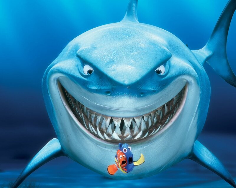 Shark with Fish in Mouth — Blue, Dramatic, 3d Render, Ocean, Teeth