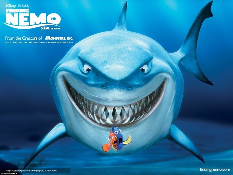 Shark with Fish in Mouth — Blue