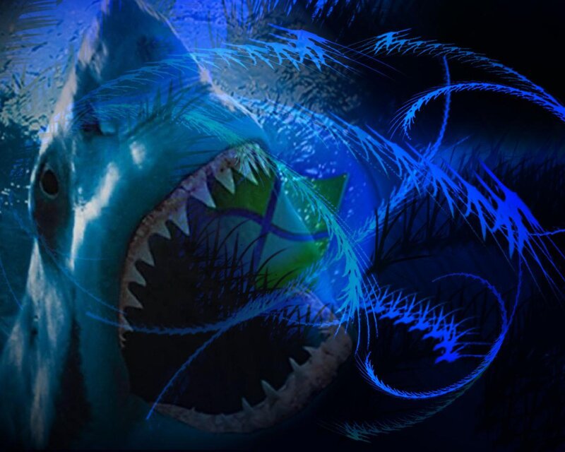 Shark with Open Mouth — Blue
