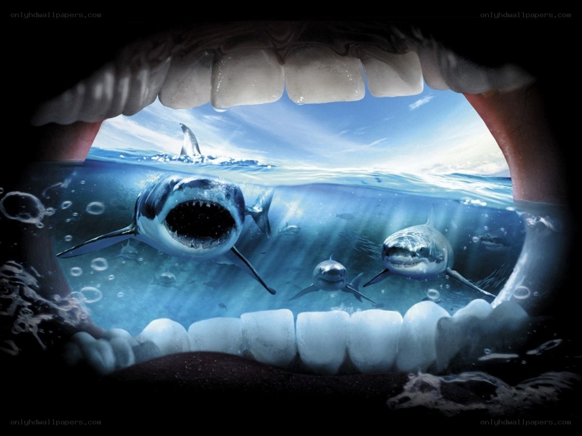 sharks in a mouth