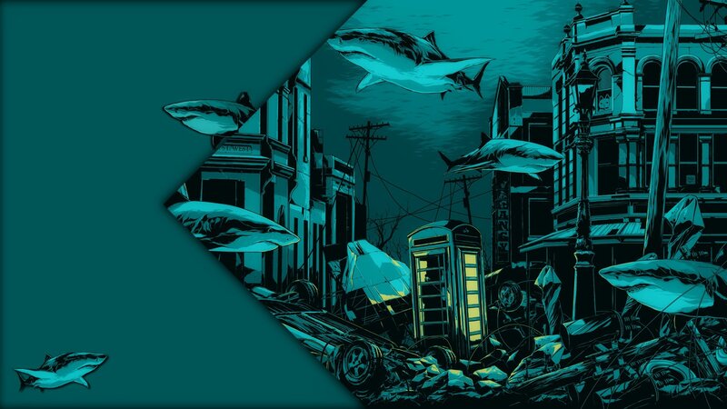 Sharks in Flooded City
