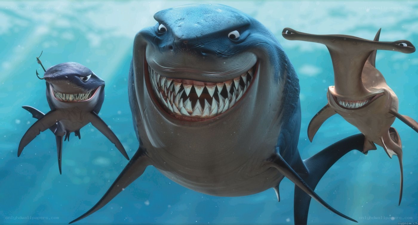 Sharks in underwater scene