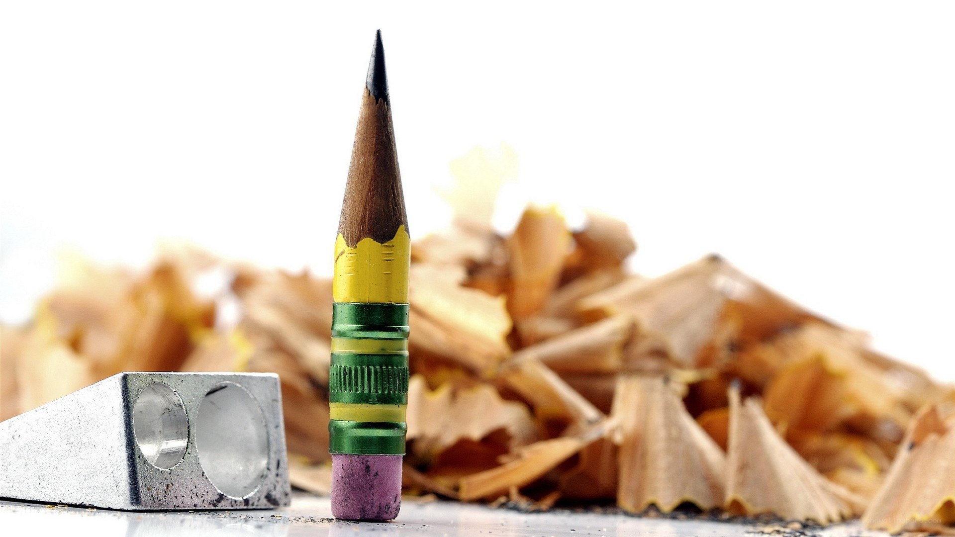 sharpened pencil with shavings