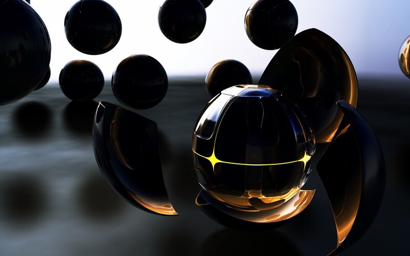 Shattered Black Spheres — Dramatic