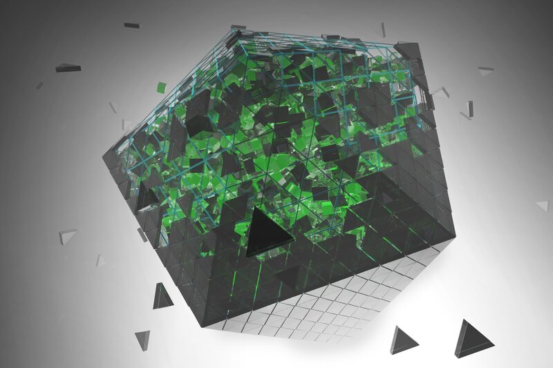 Shattered Cube Structure — Gray
