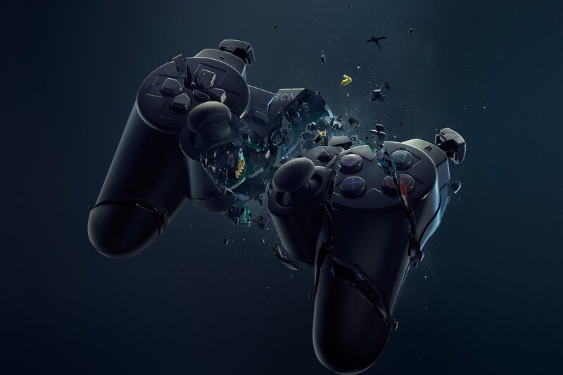 Shattered Game Controller — Black, Dramatic