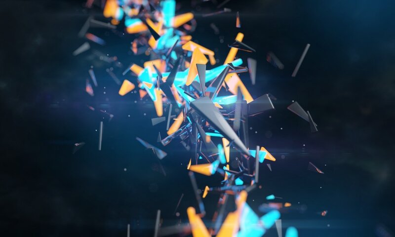 Shattered Geometric Fragments — Blue, Dynamic, 3d Render, Shards