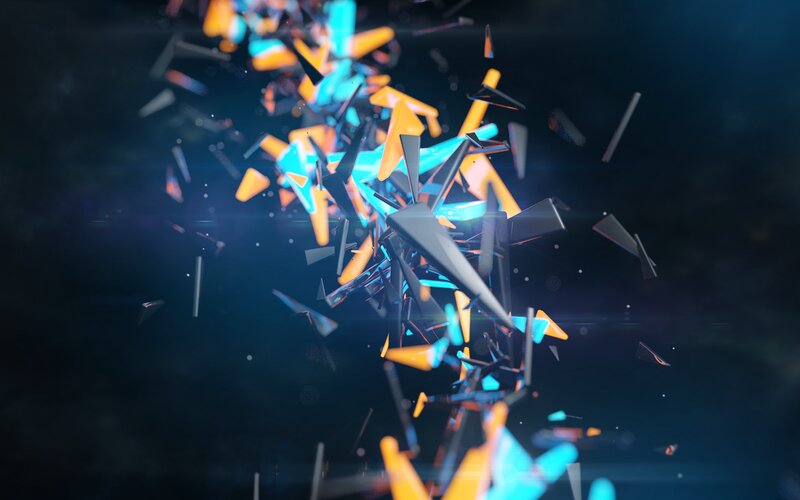 Shattered Geometric Fragments — Blue, Dynamic