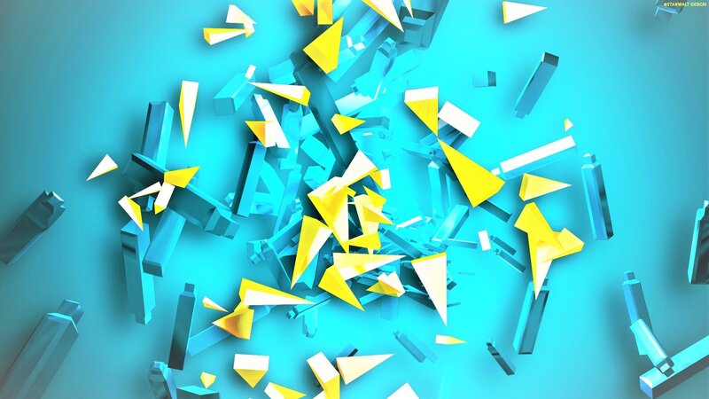 Shattered Geometric Shapes — Cyan