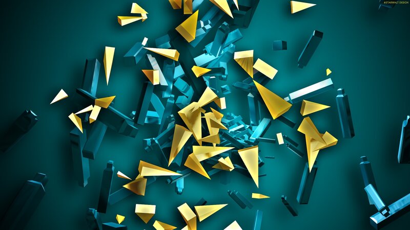 Shattered Geometric Shapes — Teal
