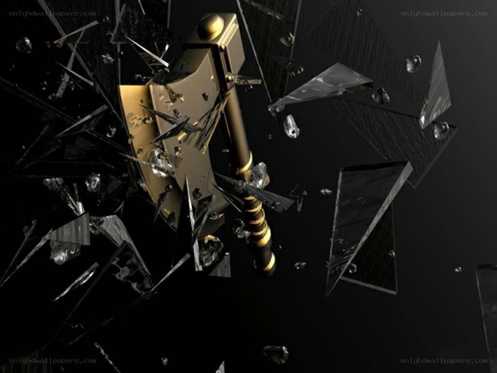 shattered glass and golden object