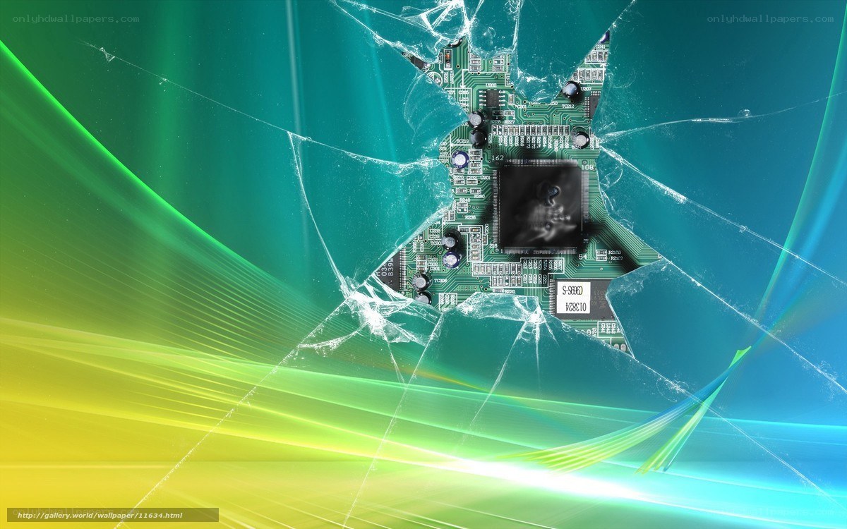 shattered glass circuit board
