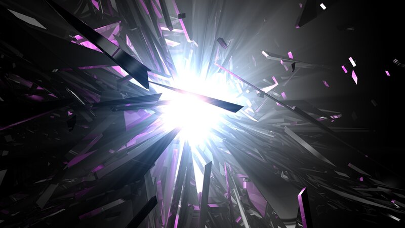 Shattered Glass Explosion — Black, Dramatic, 3d Render, Light Burst