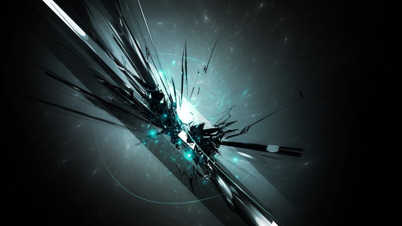 Shattered Glass Explosion — Black, Dramatic, Digital Art, Light Burst