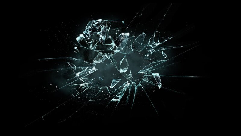 Shattered Glass Explosion — Black, Dramatic, Photograph, Glass Shards
