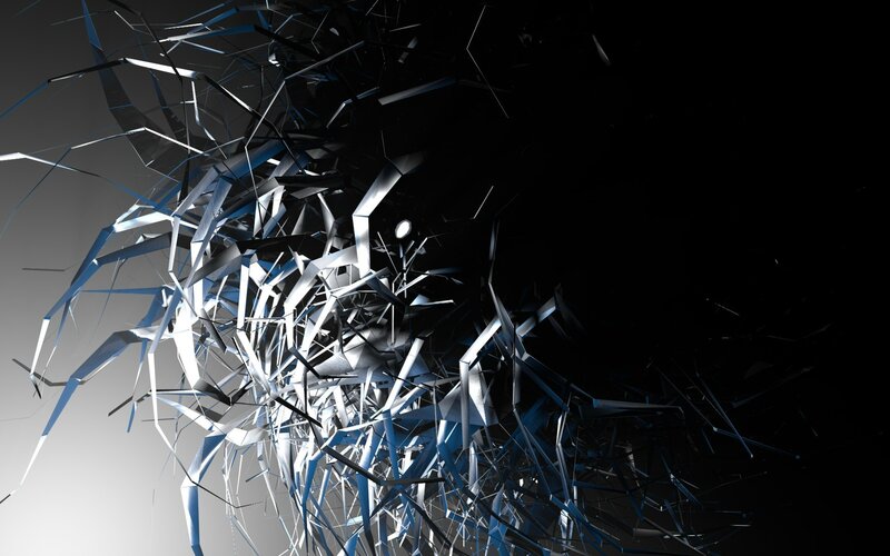 Shattered Glass Fragments — Black, Dramatic, 3d Render, Light