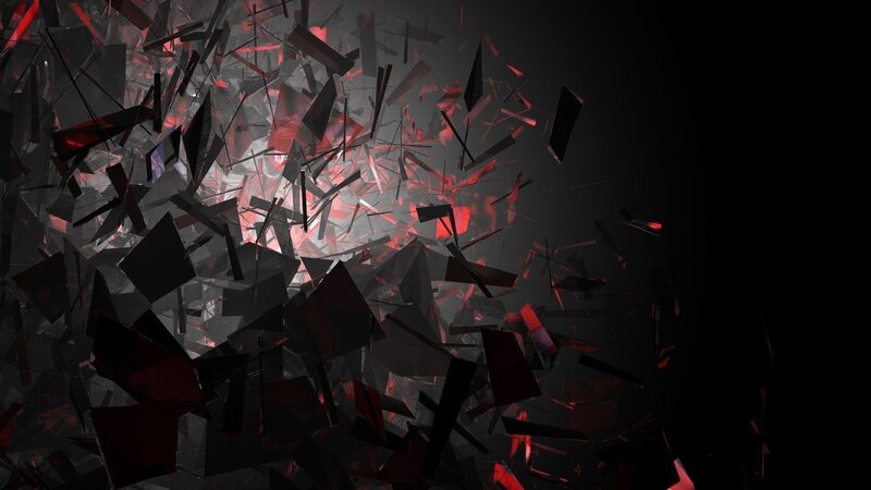 Shattered Glass Fragments — Black, Dramatic, 3d Render, Red Light