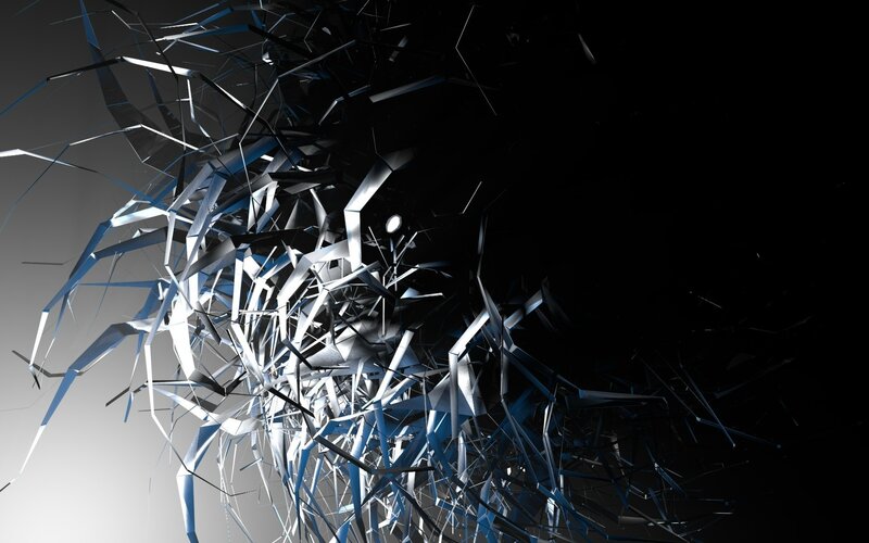 Shattered Glass Fragments — Black, Dramatic, 3d Render