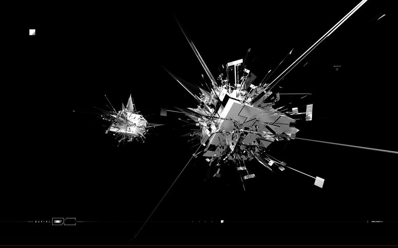 Shattered Glass Fragments — Black, Dramatic, Abstract