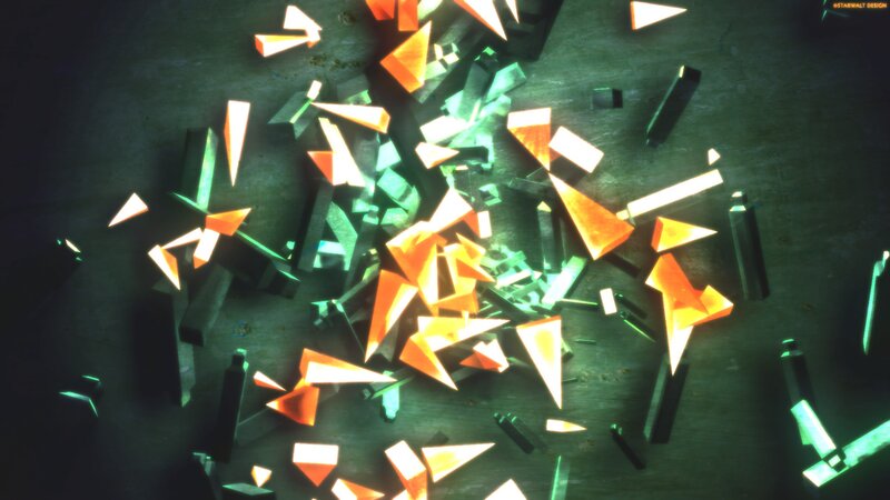 Shattered Glass Fragments — Green