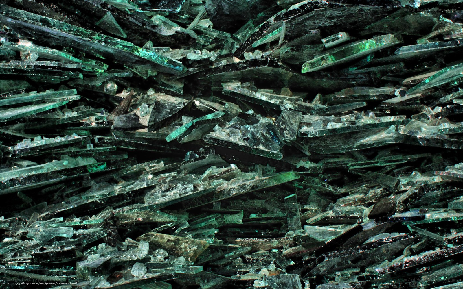 Shattered glass fragments