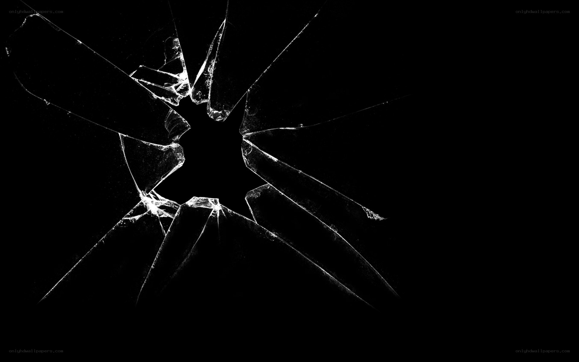 shattered glass on black background