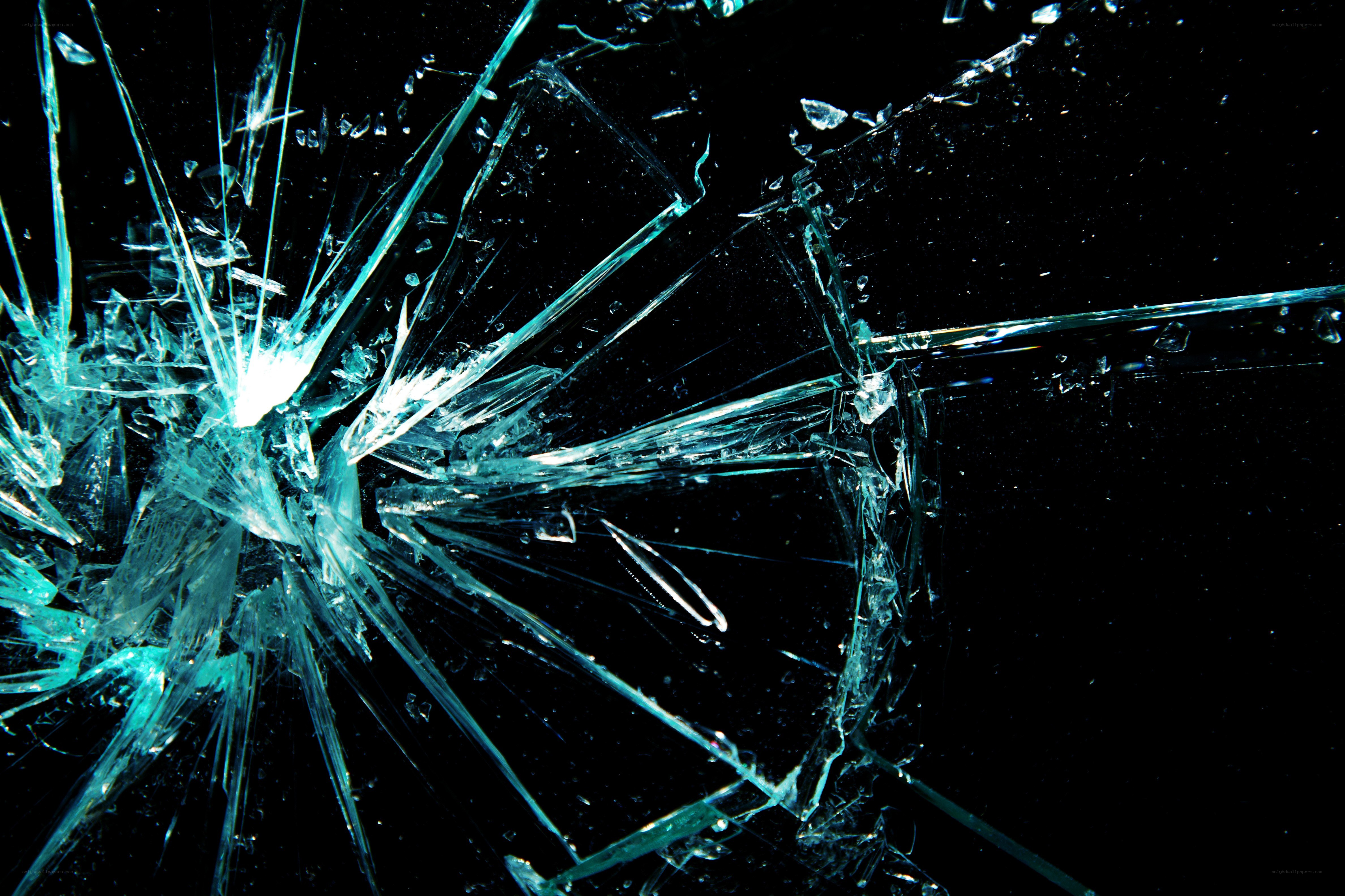 shattered glass on black background