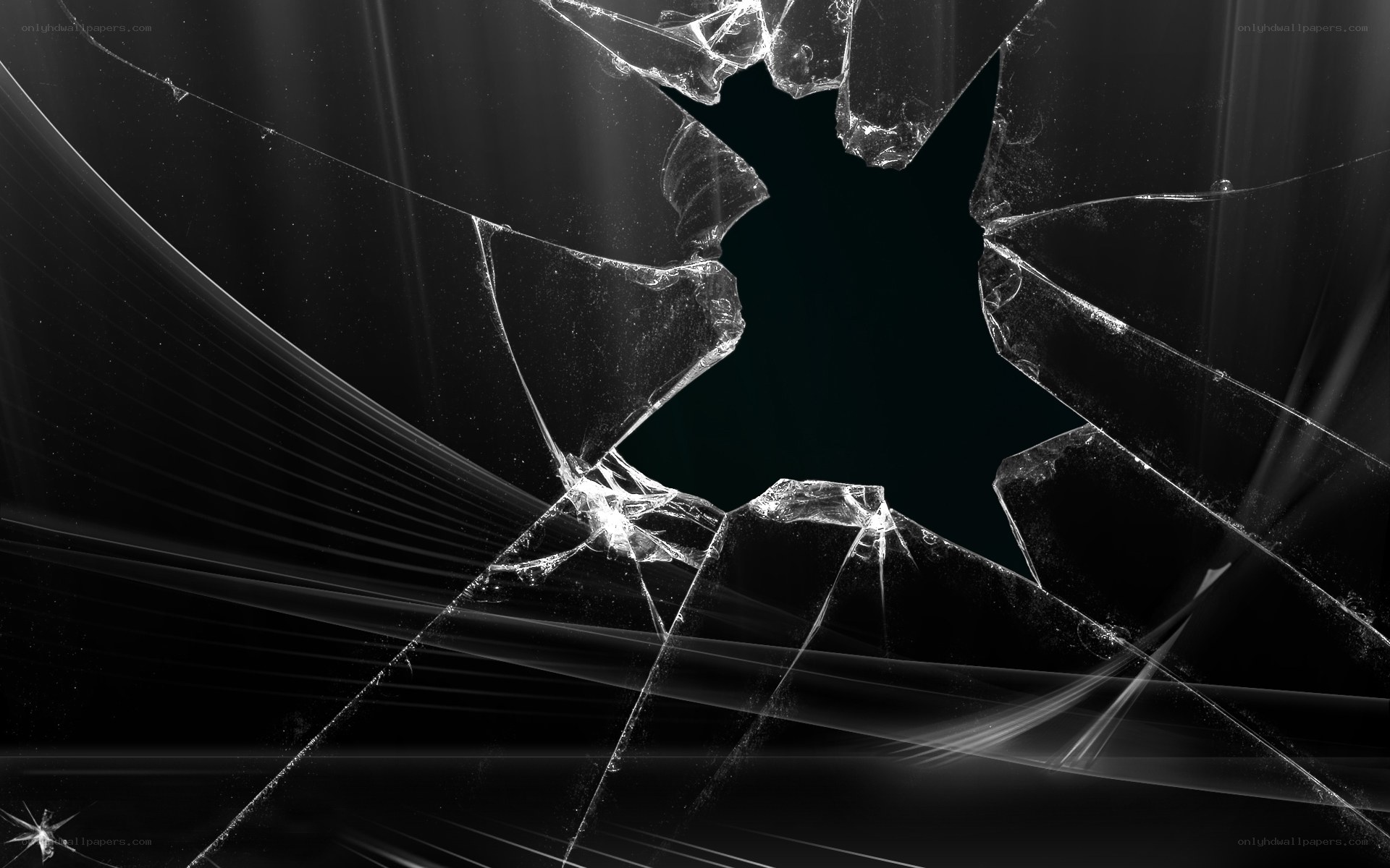 shattered glass on black background