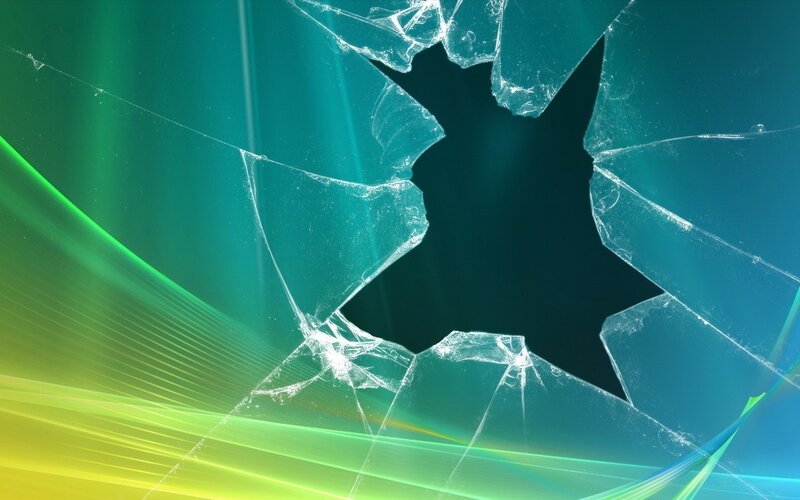 shattered glass on colorful background