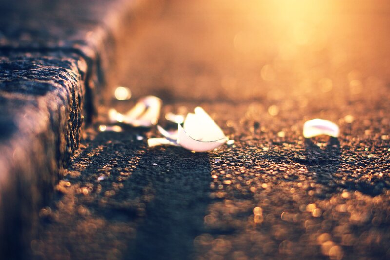 Shattered Glass on Pavement