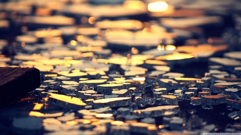 Shattered Glass Pieces — Gold, Dramatic