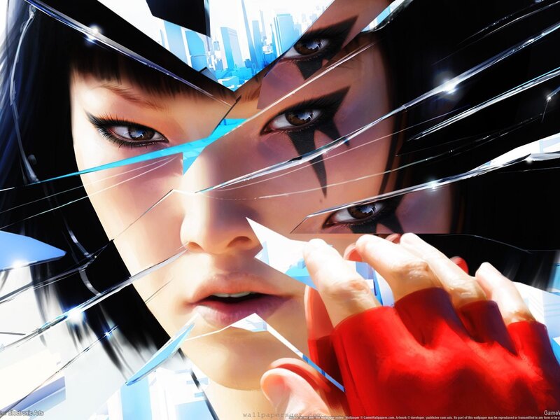 Shattered glass portrait of a woman