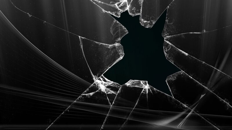 Shattered Glass Surface — Black, Dramatic, Photograph, Cracks