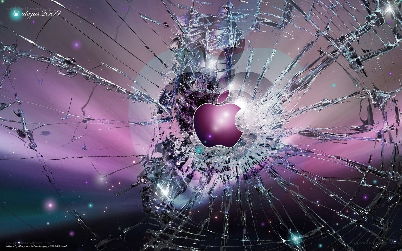 shattered glass with apple logo