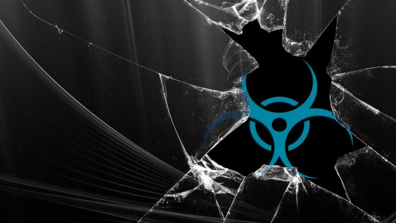 Shattered Glass with Biohazard Symbol