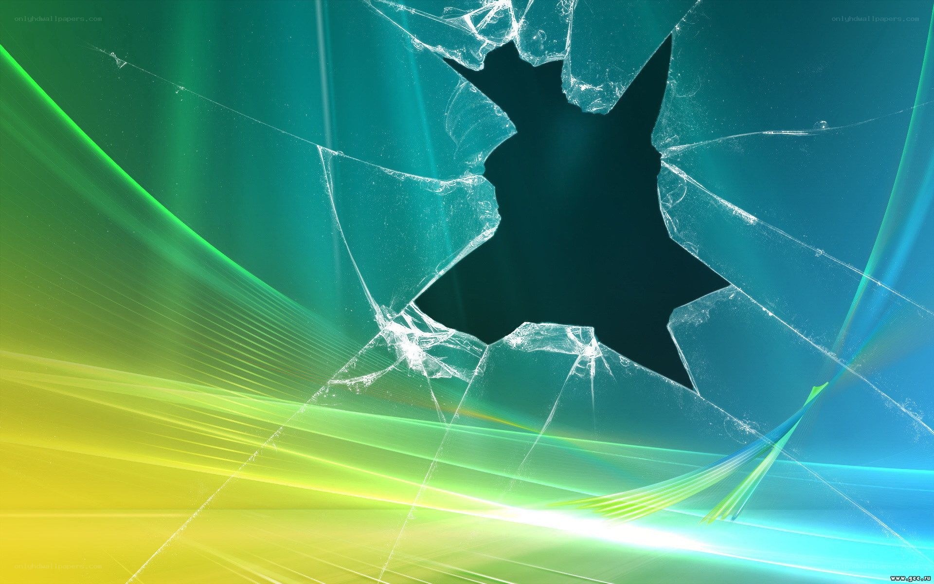 shattered glass with colorful background