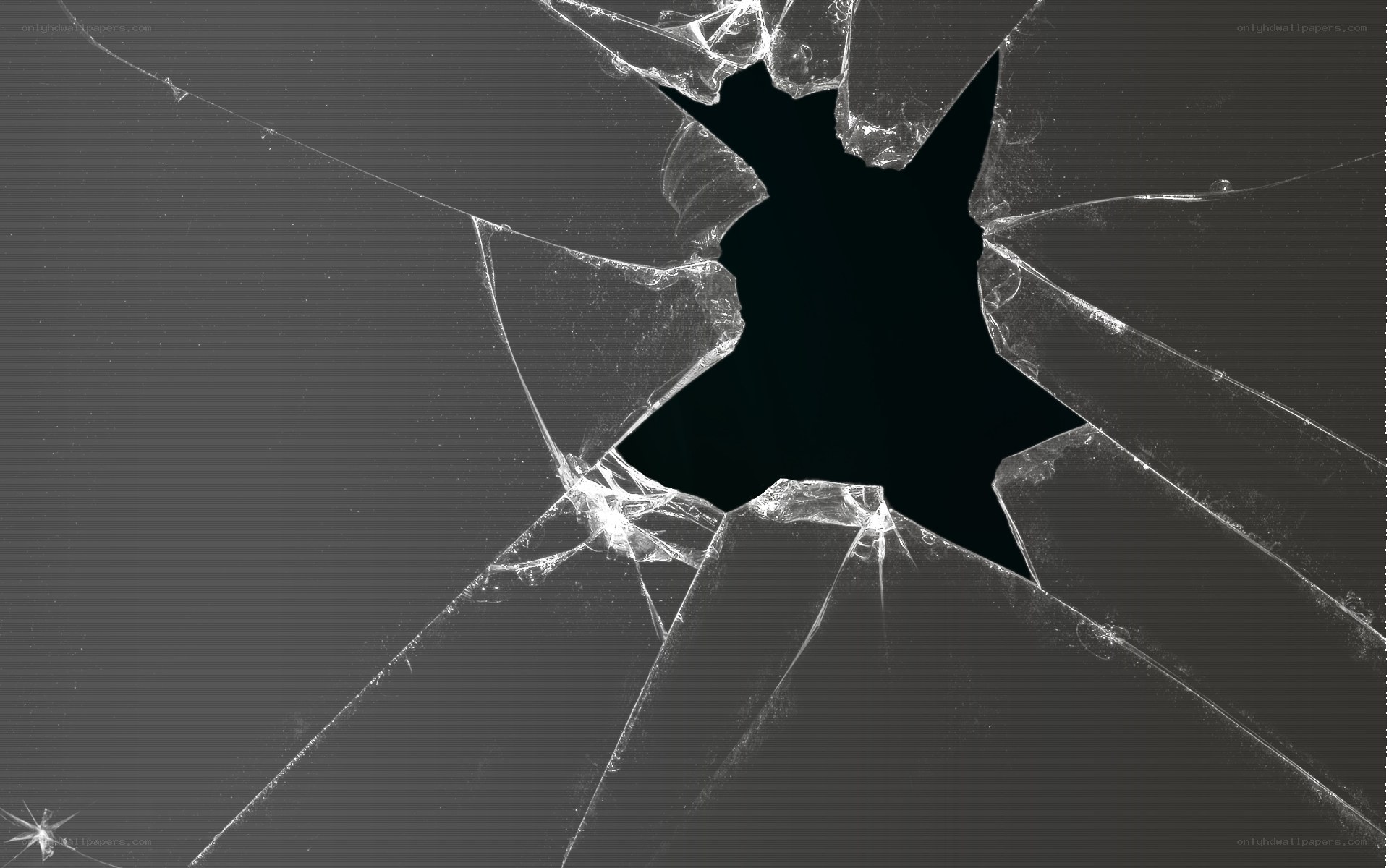 shattered glass with hole